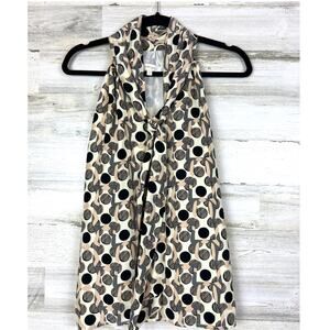 Britt Ryan Womens S Black Peach 100% Silk Sleeveless Pullover Lined Blouse NEW